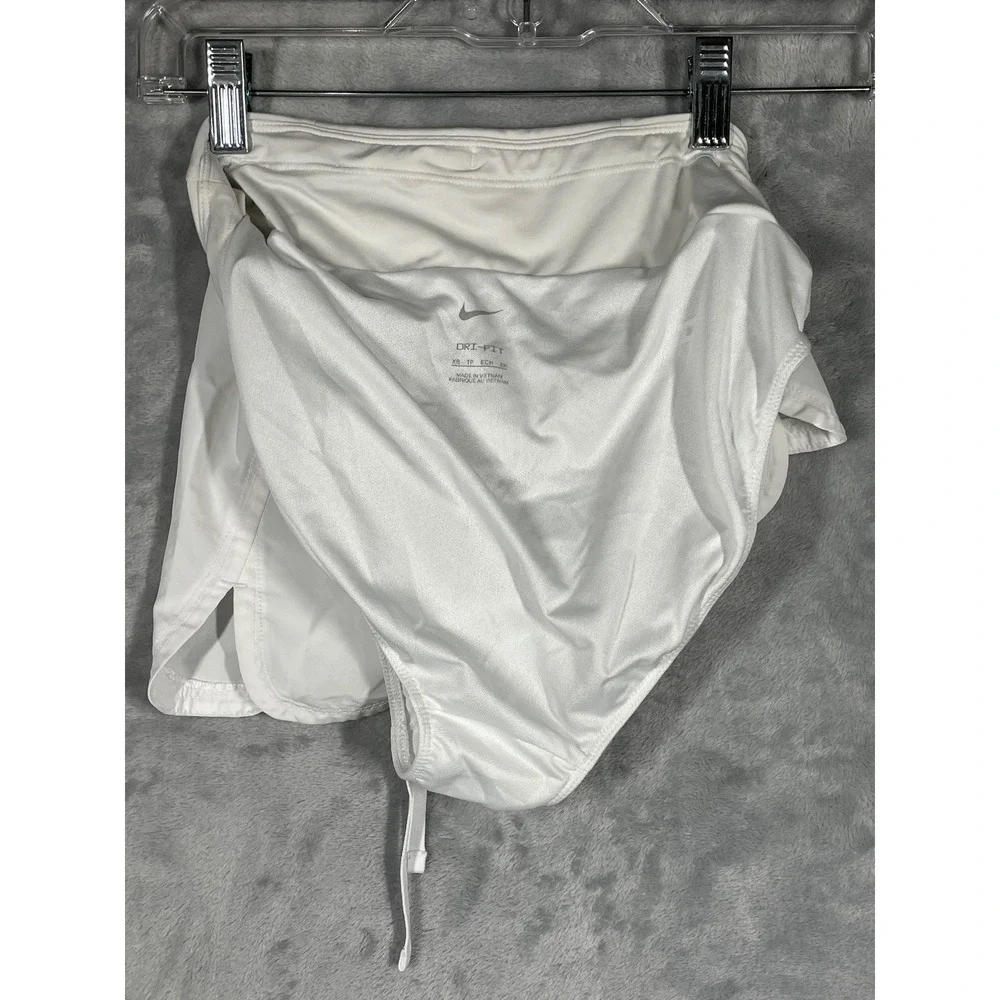 Nike Dri-FIT Womens White Running Shorts XS Athletic Liner Zip Pocket 4380